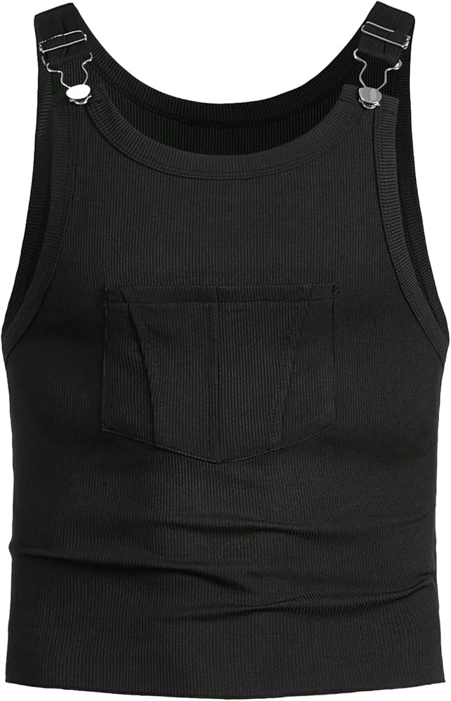 OYOANGLE Men's Ribbed Knit Sleeveless Scoop Neck Tank Tops Slim Fit Party Clubwear Tee Shirt