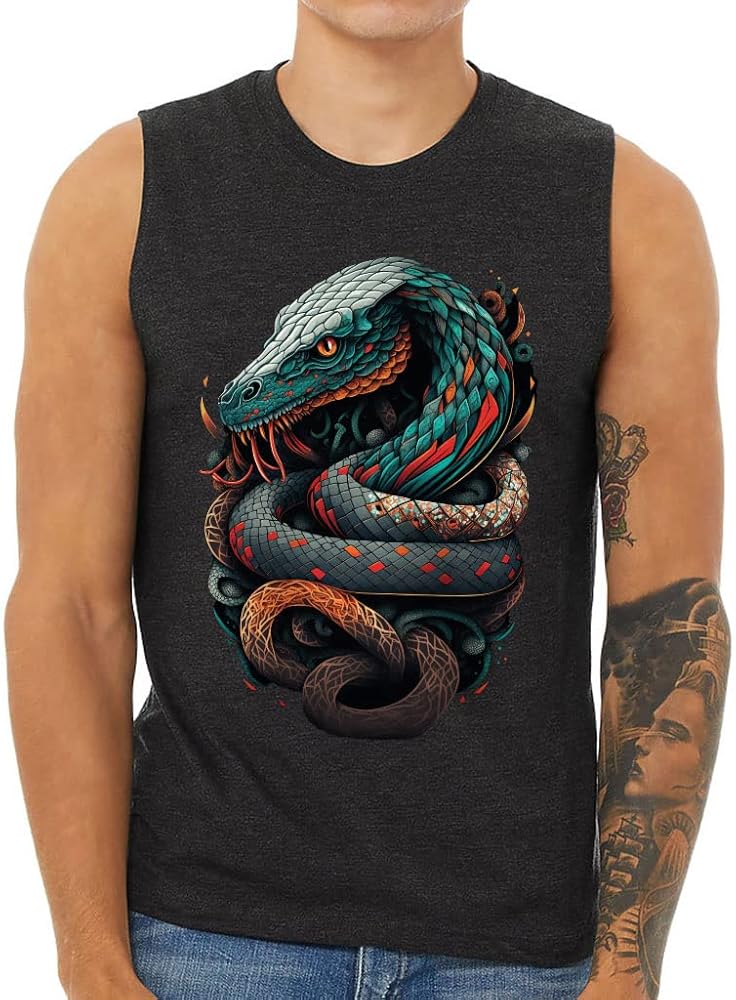 Printed Men's Muscle Tank - Bright Snake Men's Sleeveless T-Shirt - Graphic Tank