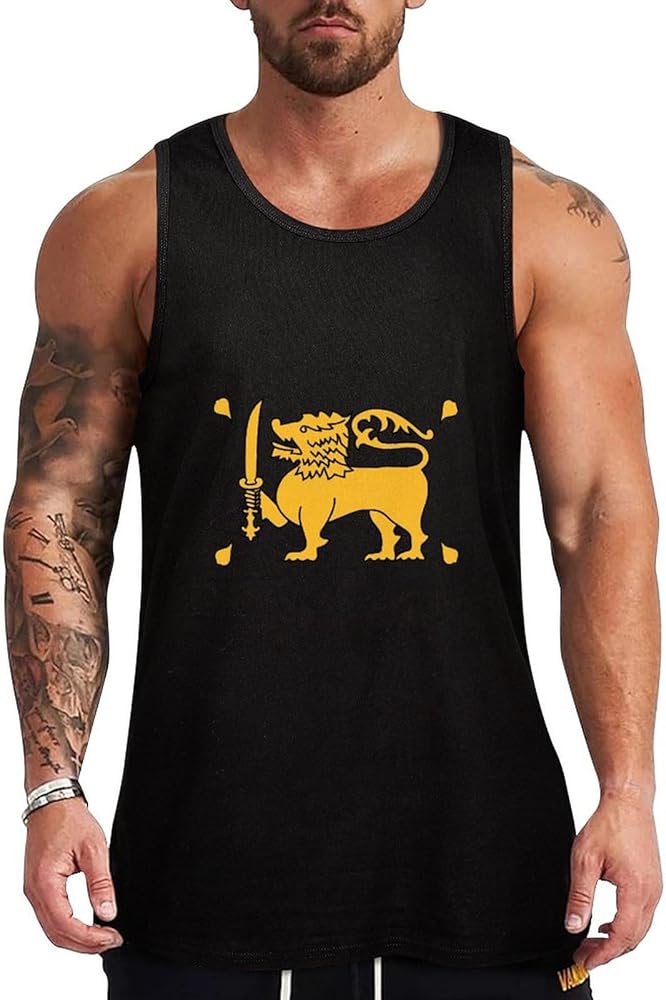 Sri Lanka Flag Logo Breathable Men's Tank Top Soft Muscle Vest T-Shirts Quick Dry Sleeveless Fitness Tee