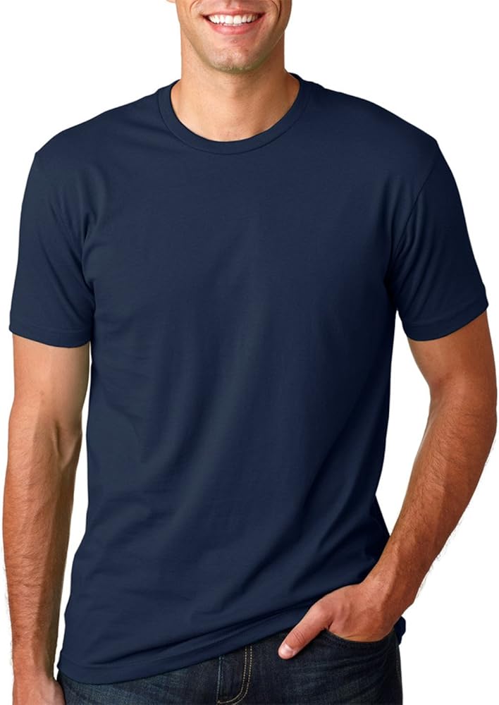 Next Level Mens Premium Fitted Short-Sleeve Crew T-Shirt - Midnight Navy + Cream (2 Pack) - Medium