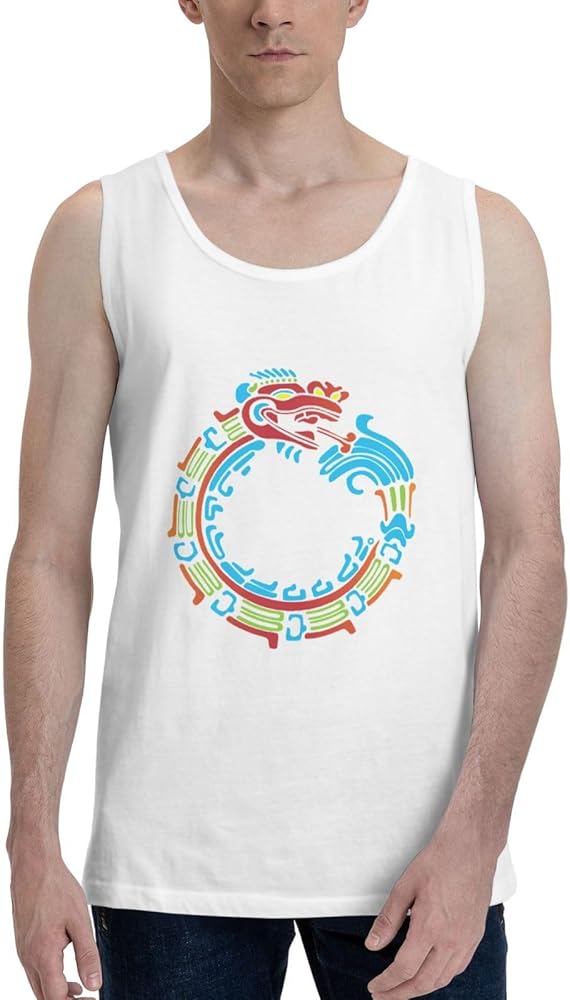 Ouroboros Quetzalcoatl Feathered Serpent Aztec Mayan Men's Tank Top Shirt Cotton Tank Top Cool Running Shirt