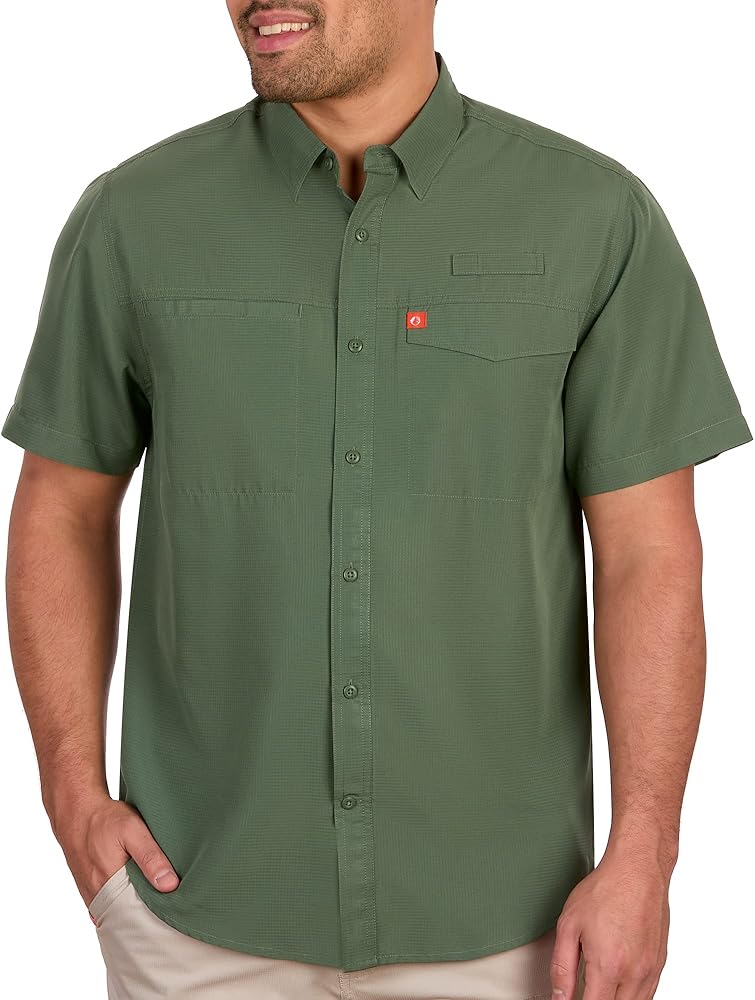 The American Outdoorsman Poly Grid Mens Short Sleeve Shirt Fishing Shirt