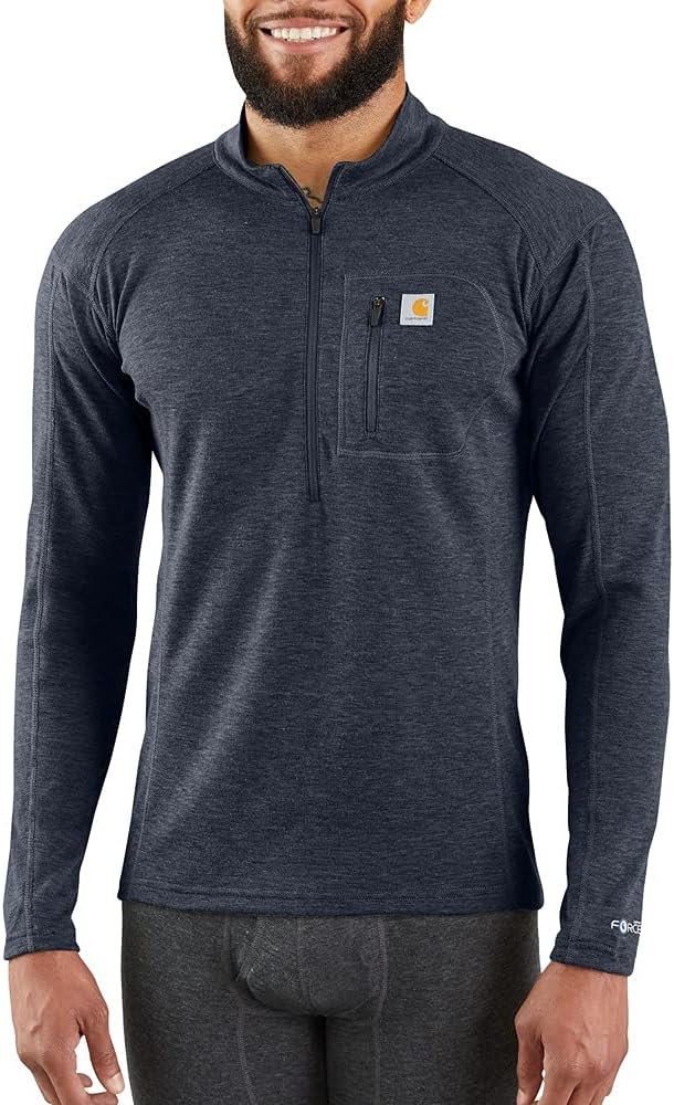 Carhartt Men's Force Midweight Synthetic Wool Blend Base Layer Quarter-Zip Pocket Top