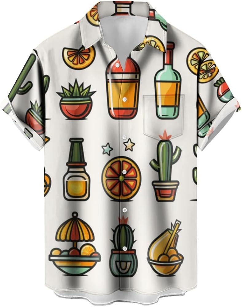 Cinco De Mayo Hawaiian Shirts for Men Short Sleeve Button Down 3D Printed Holiday Shirts Summer Tops