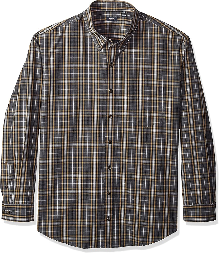 Arrow 1851 Men's Big and Tall Blazer Long Sleeve Button Down Plaid Shirt