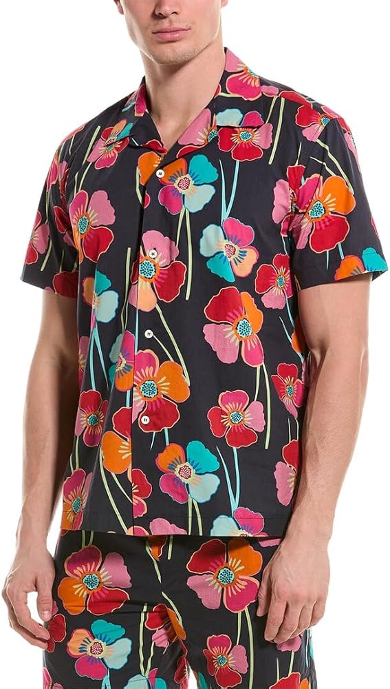 Velvet by Graham & Spencer Men's Iggy Short Sleeve Printed Button Down Woven Shirt