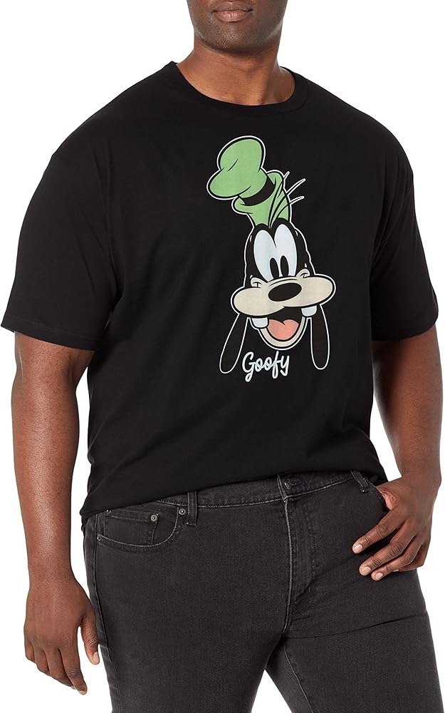 Disney Tall Classic Mickey Goofy Big Face Men's Tops Short Sleeve Tee Shirt