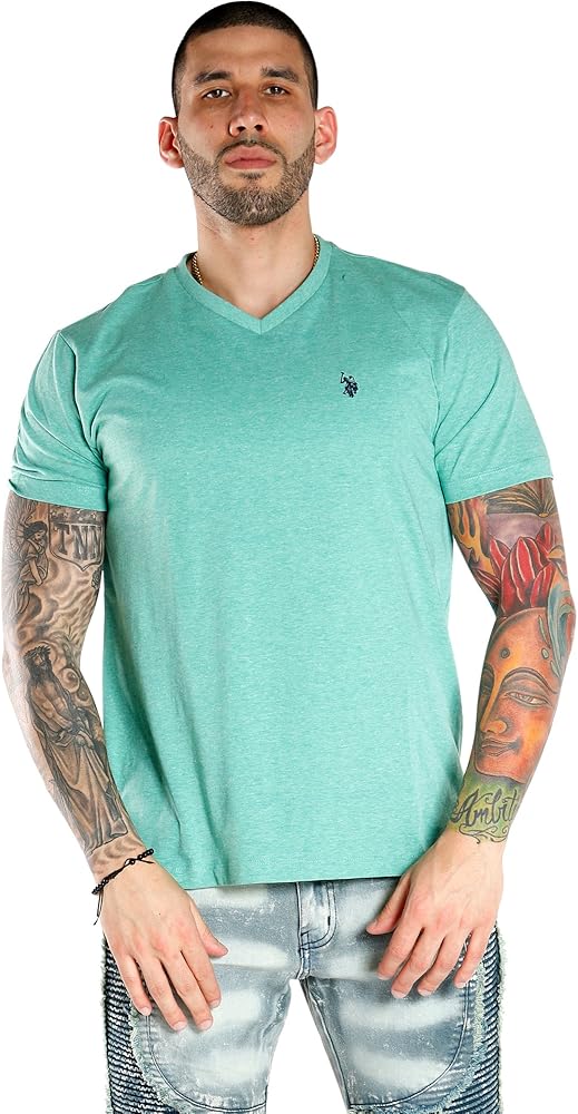 U.S. Polo Assn. Men's V-Neck T-Shirt, Palette Green Heather, XL