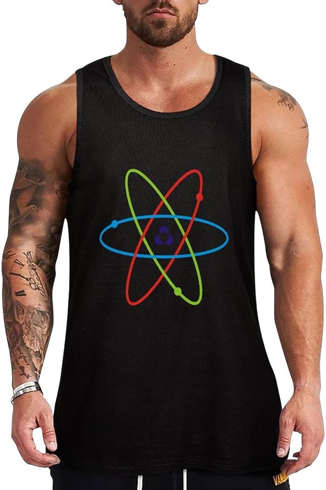 Scientific Physics Atom Breathable Men's Tank Top Soft Muscle Vest T-Shirts Quick Dry Sleeveless Fitness Tee