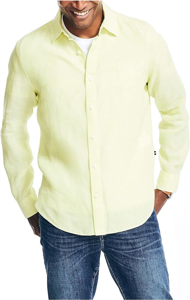 Nautica Men's Sustainably Crafted Classic Fit Linen Shirt