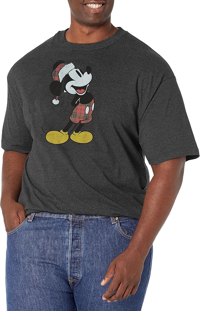 Disney Classic Plaid Mickey Men's Tops Short Sleeve Tee Shirt