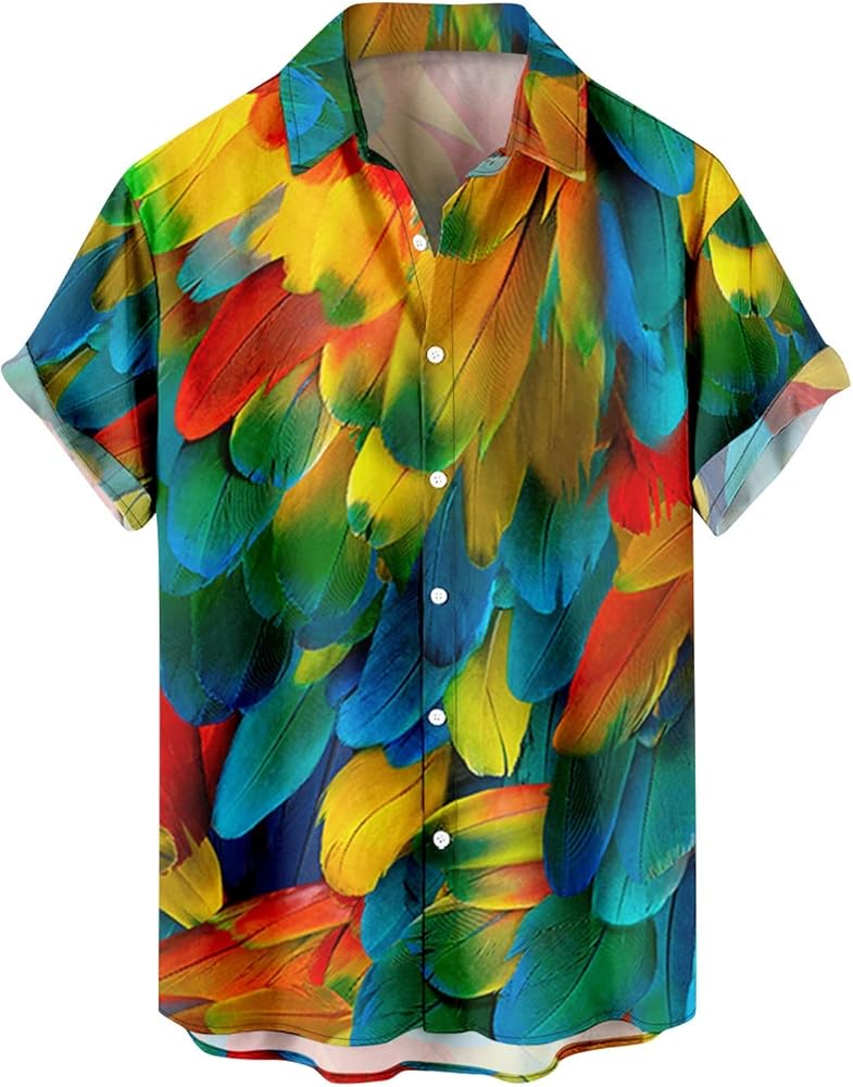 Men's Hawaiian Shirt Quick Dry Tropical Aloha Shirts Short Sleeve Beach Holiday Casual Shirts Blouse Tops