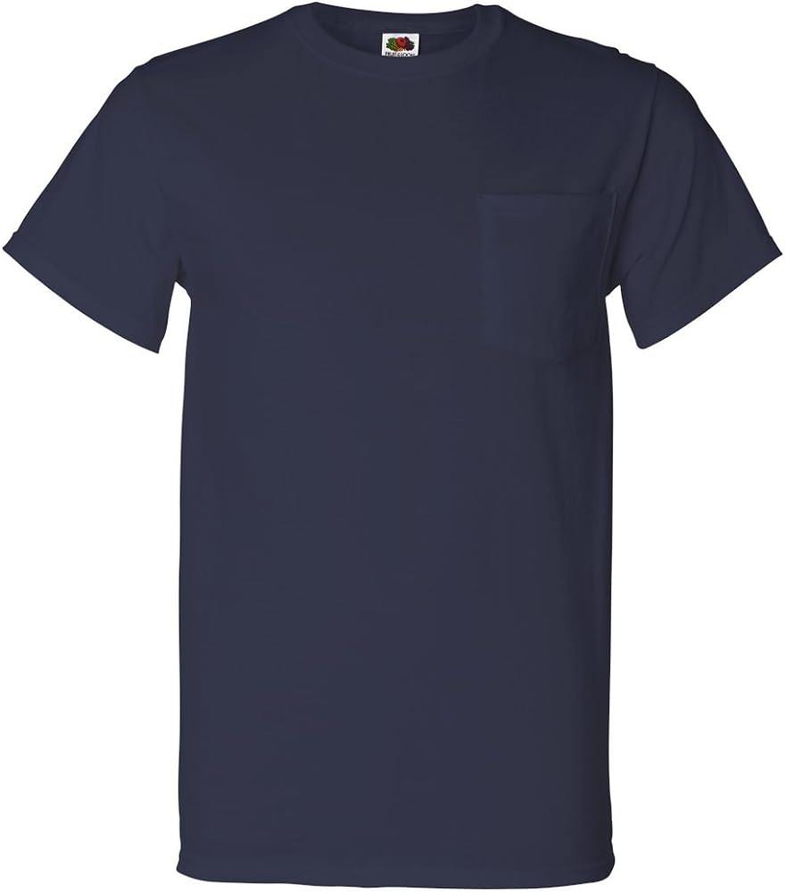 Fruit of the Loom Men's Pocket Tees , Navy, X-Large(Pack of 2)