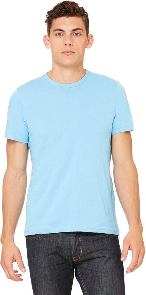 Bella Canvas Men's Taped Shoulders Crewneck T-Shirt, Ocean Blue, Large