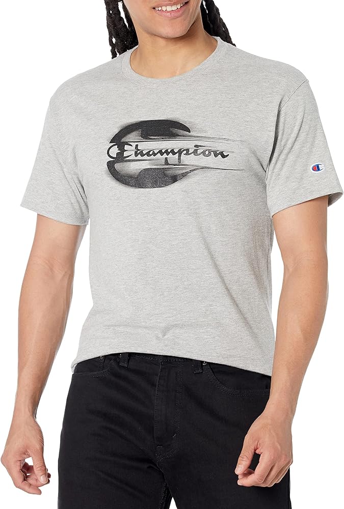 Champion mens Classic T Shirt, Dissolve Script