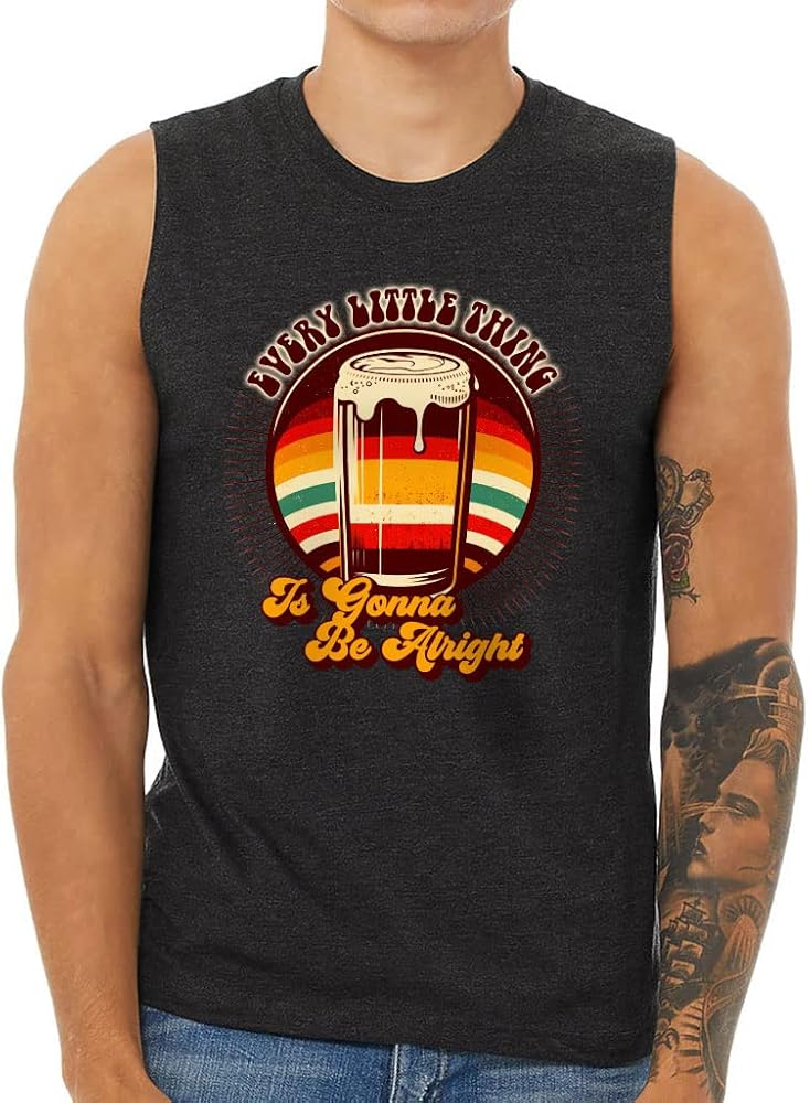 Beer Graphic Men's Muscle Tank - Best Quote Men's Sleeveless T-Shirt - Printed Tank