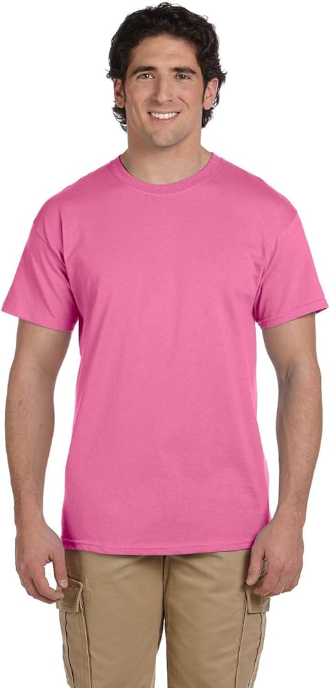 Fruit of the Loom mens 5 oz. 100% Heavy Cotton HD T-Shirt(3931)-AZALEA-2XL