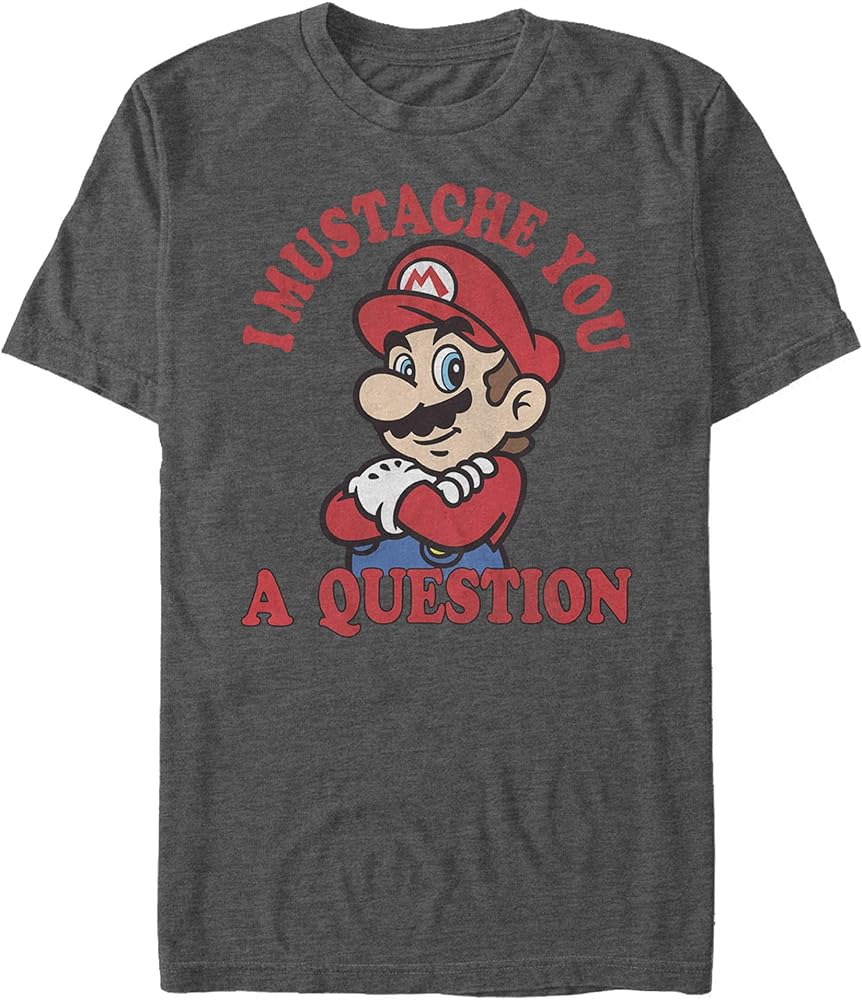 Nintendo Men's Super Mario I Mustache You a Question Poster T-Shirt