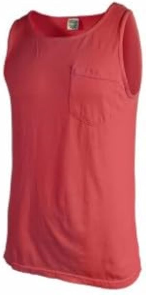 Comfort Colors Men's Adult Pocket Tank Top, Style 9330 (Large, Red)