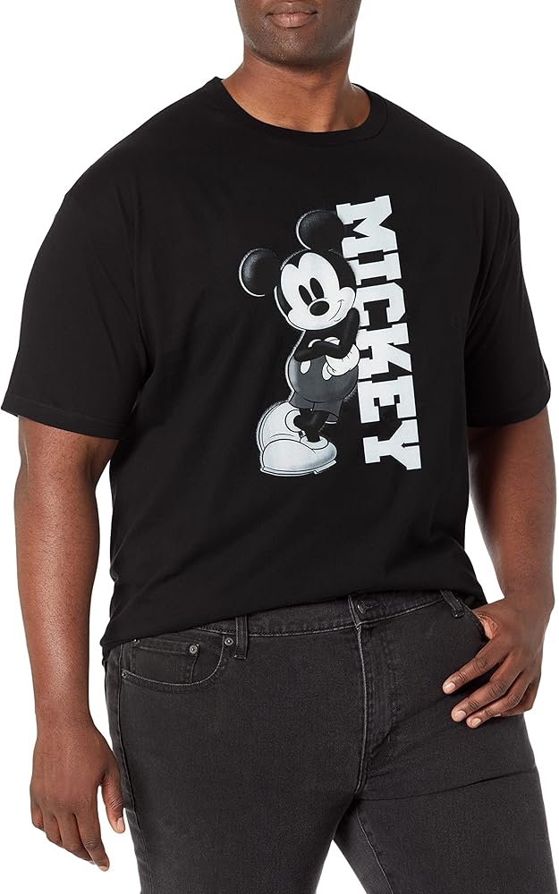 Disney Big Classic Mickey Lean Men's Tops Short Sleeve Tee Shirt, Black, XX-Large Tall