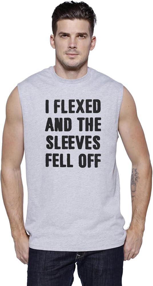 I Flexed Funny Mens Sleeveless T-Shirt Muscle Tee Tank Top Gray