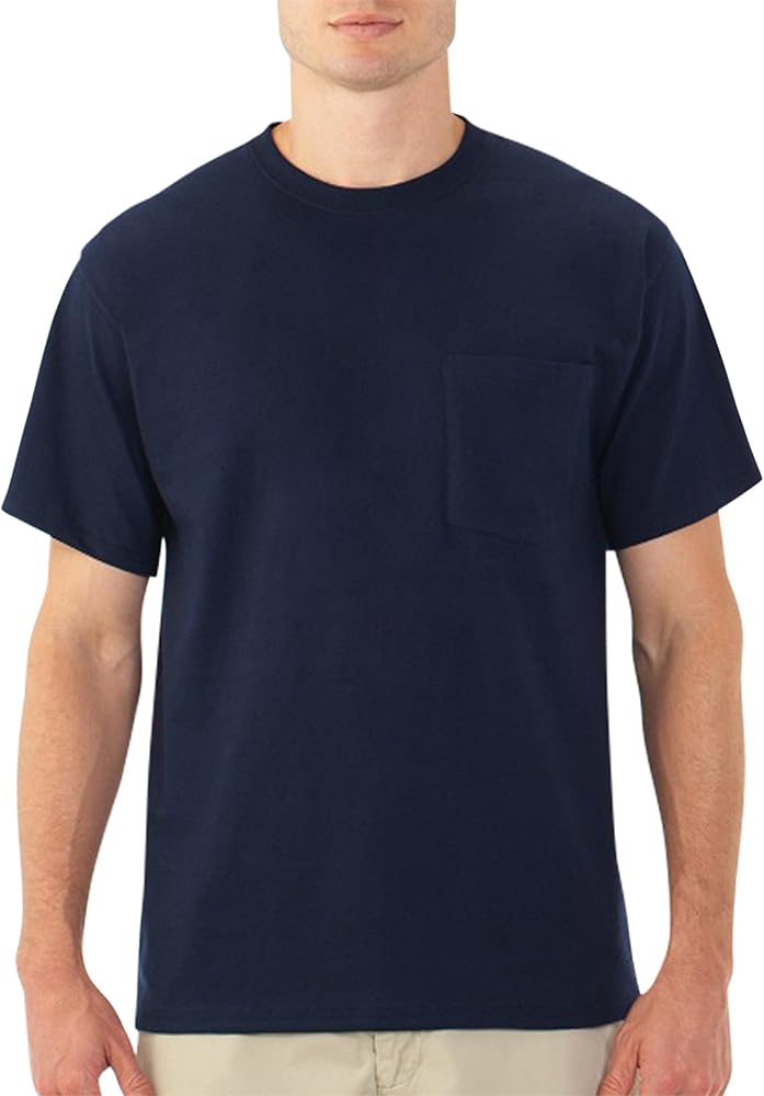 Fruit of the Loom Men's Short Sleeve Pocket Tee (X-Large, J Navy)