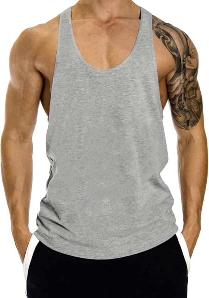 Men’s Stringer Tank Tops Y-Back Bodybuilding Muscle Sleeveless T-Shirts Gym Fitness Tank Shirts