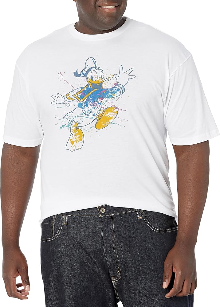 Disney Big & Tall Classic Mickey Splatter Donald Men's Tops Short Sleeve Tee Shirt