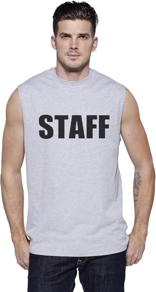 Staff Mens Sleeveless T-Shirt Muscle Tee Tank Top Gray