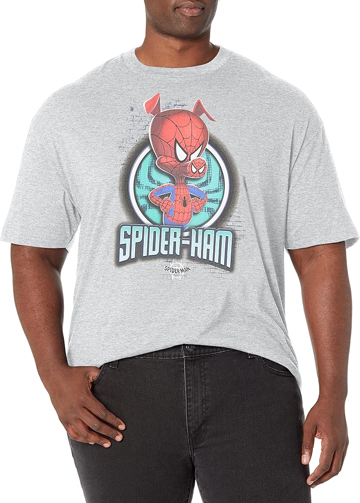 Marvel Big & Tall Spider Ham Men's Tops Short Sleeve Tee Shirt, Athletic Heather, Large