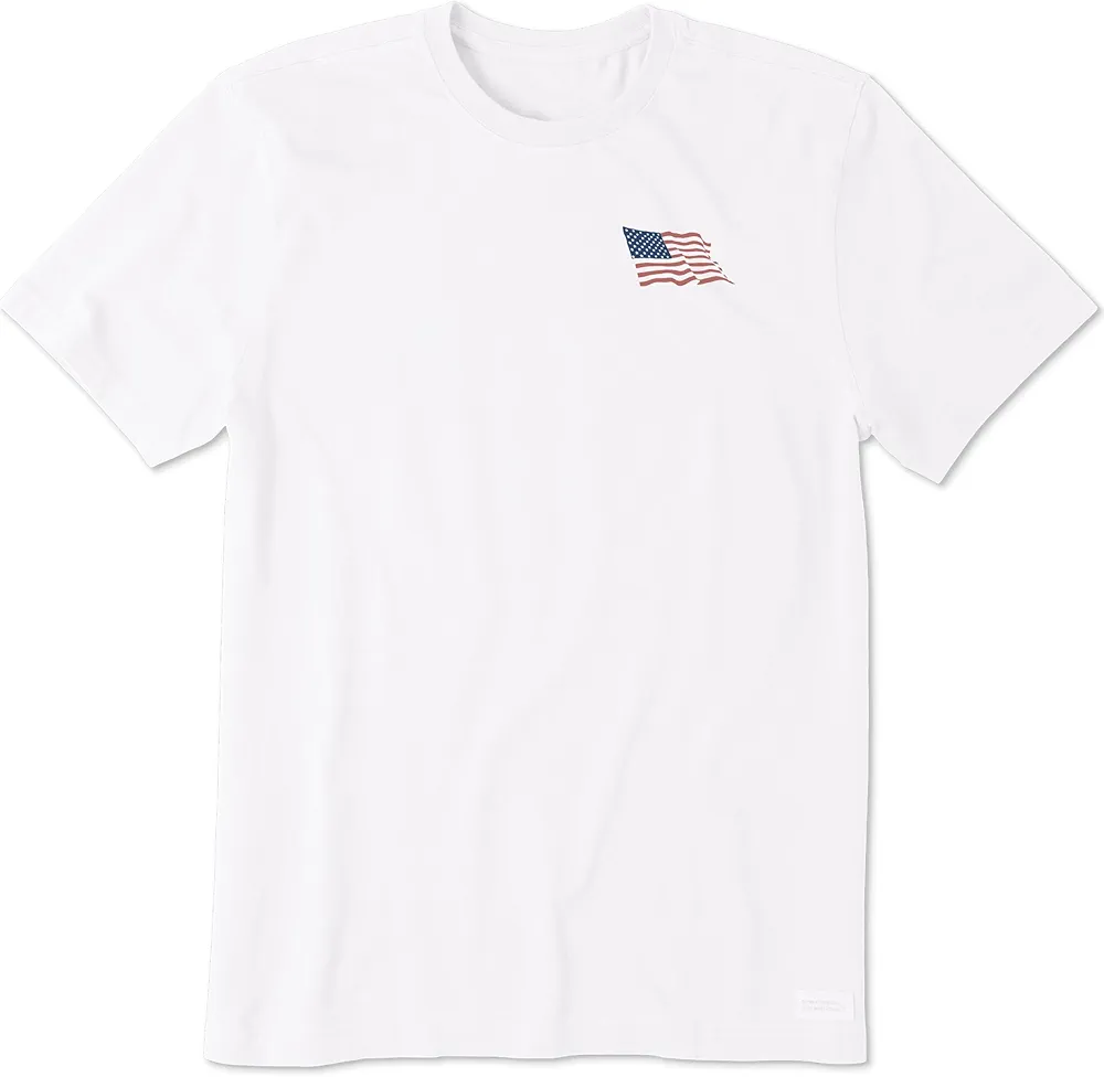 Life is Good Men's Crusher T, Short Sleeve Cotton Graphic Tee Shirt, Clean Waving Flag