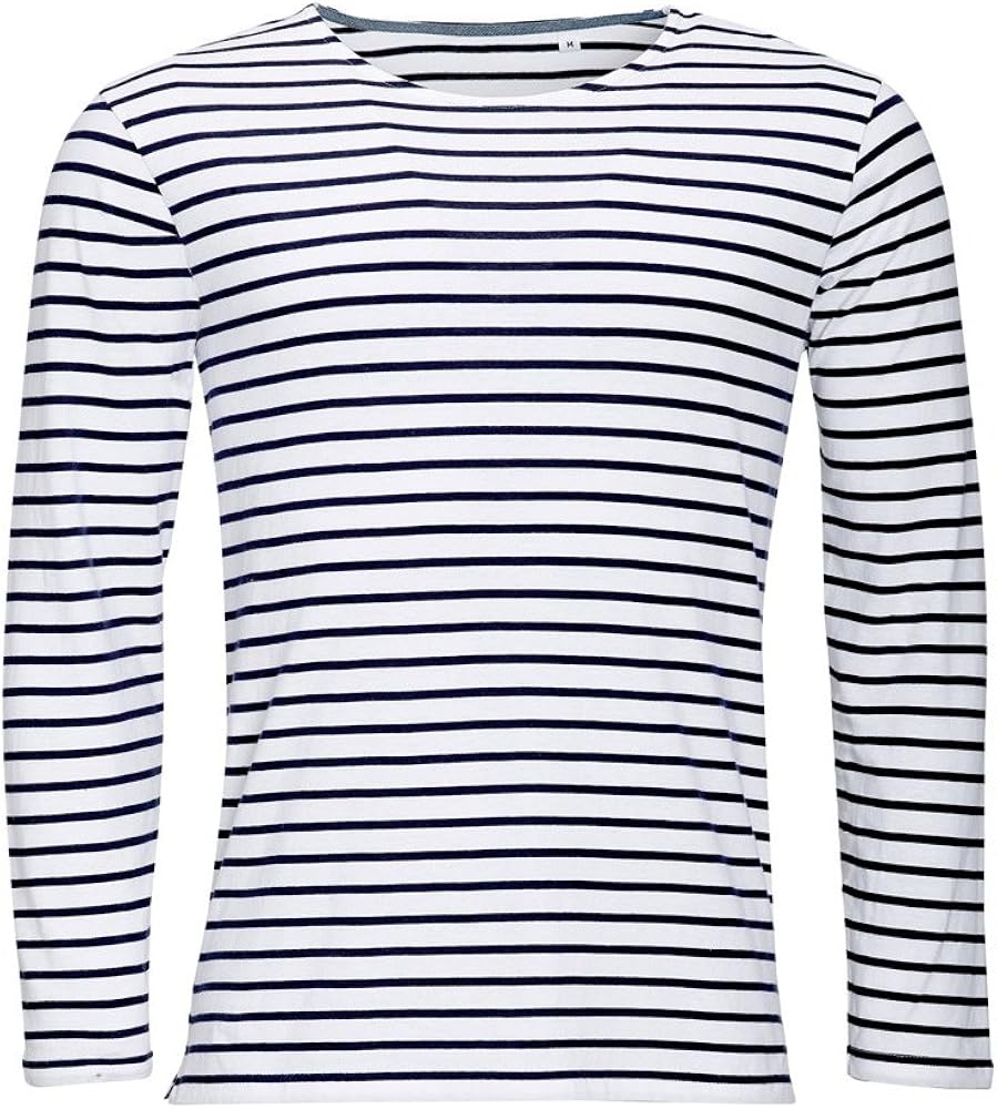 SOL'S Mens Marine Long Sleeve Stripe T-Shirt