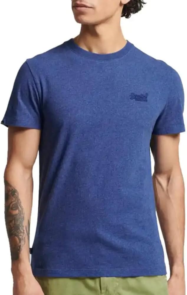 Superdry Mens Organic Cotton Essential Logo T-Shirt Bright Blue Marl Size L