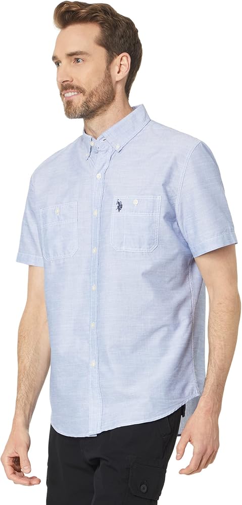 U.S. Polo Assn. Short Sleeve Solid Eoe Slub Woven Shirt