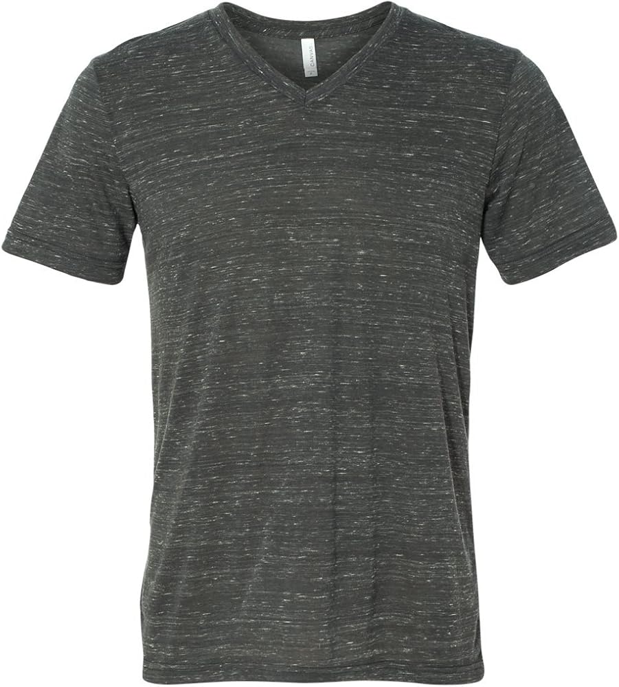 BELLA + Canvas Unisex Jersey Short-Sleeve V-Neck T-Shirt - Charcoal Marble - L - (Style # 3005 - Original Label)