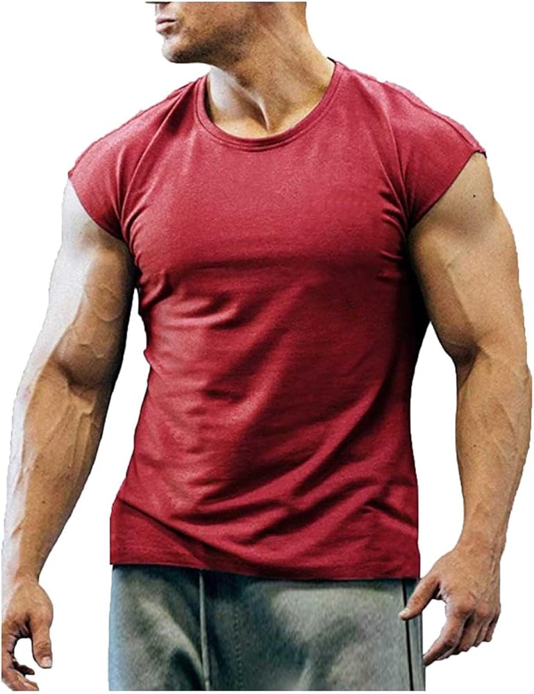 Bodybuilding Tank Shirts Men Sleeveless Muscle Fitness Tee Tops Casual Sports Round Neck T-Shirt Athletic Tanks