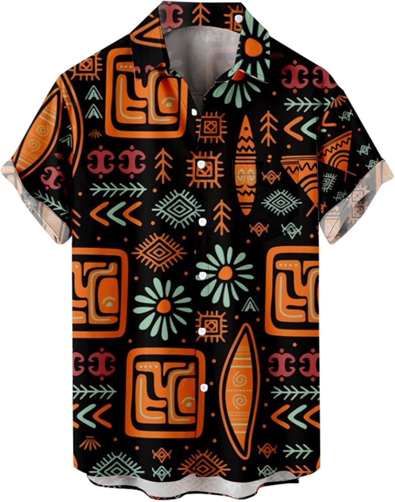 Hawaiian Shirt for Men Silk Cool Graphic Casual Loose Style Beach Short Sleeve Summer Printed Vacation Shirt