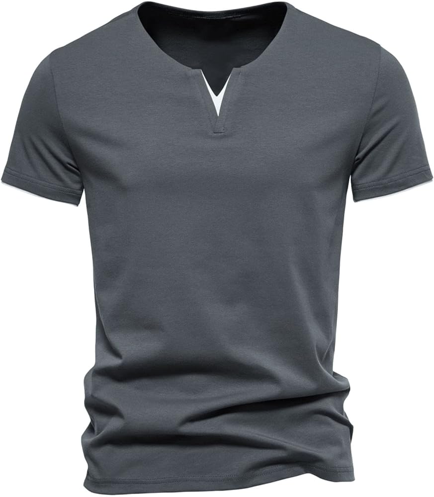 Mens Workout Shirts,Mens Short Sleeve Top Spring Summer Pure Color Comfortable Round Neck Elastic Shirts