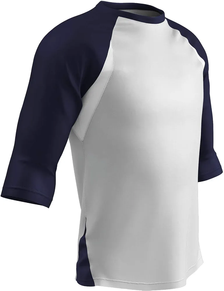 CHAMPRO Men's Three-Quarter Raglan Sleeve Lightweight Polyester Baseball Shirt with Mesh Side Inserts