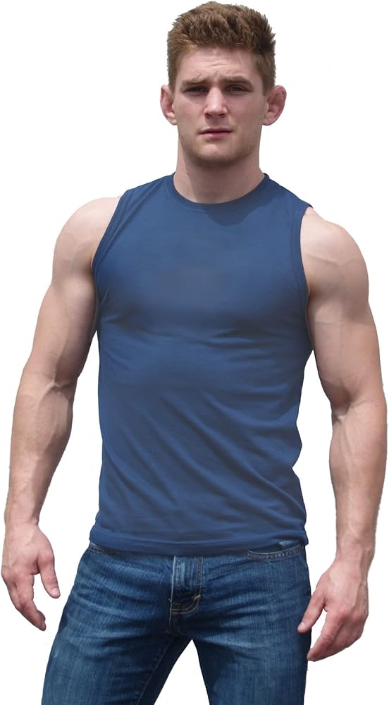 Men's Athletic Fit Sleeveless Faded Navy T-Shirt