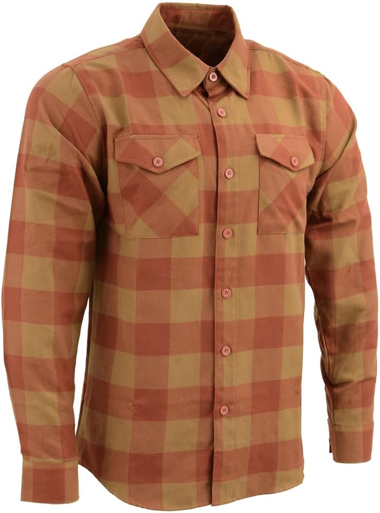 Milwaukee Leather MNG11653 Men's Brown and Beige Long Sleeve Cotton Flannel Shirt