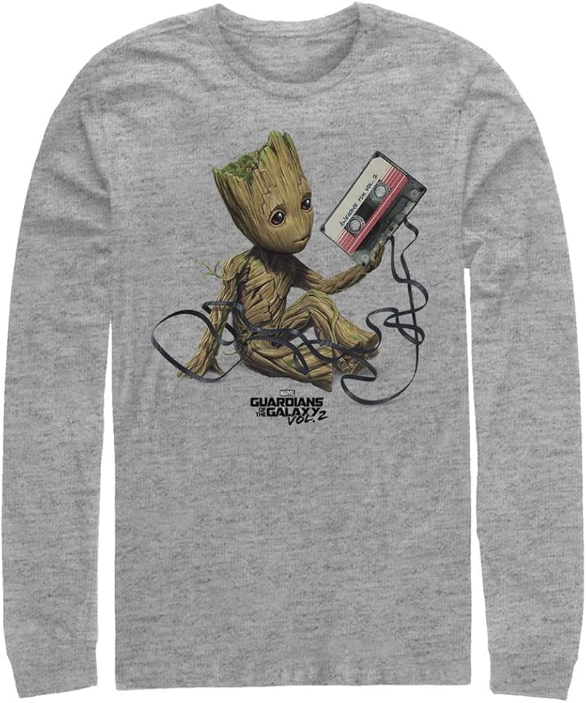 Marvel Big & Tall Groot Tape Men's Tops Long Sleeve Tee Shirt