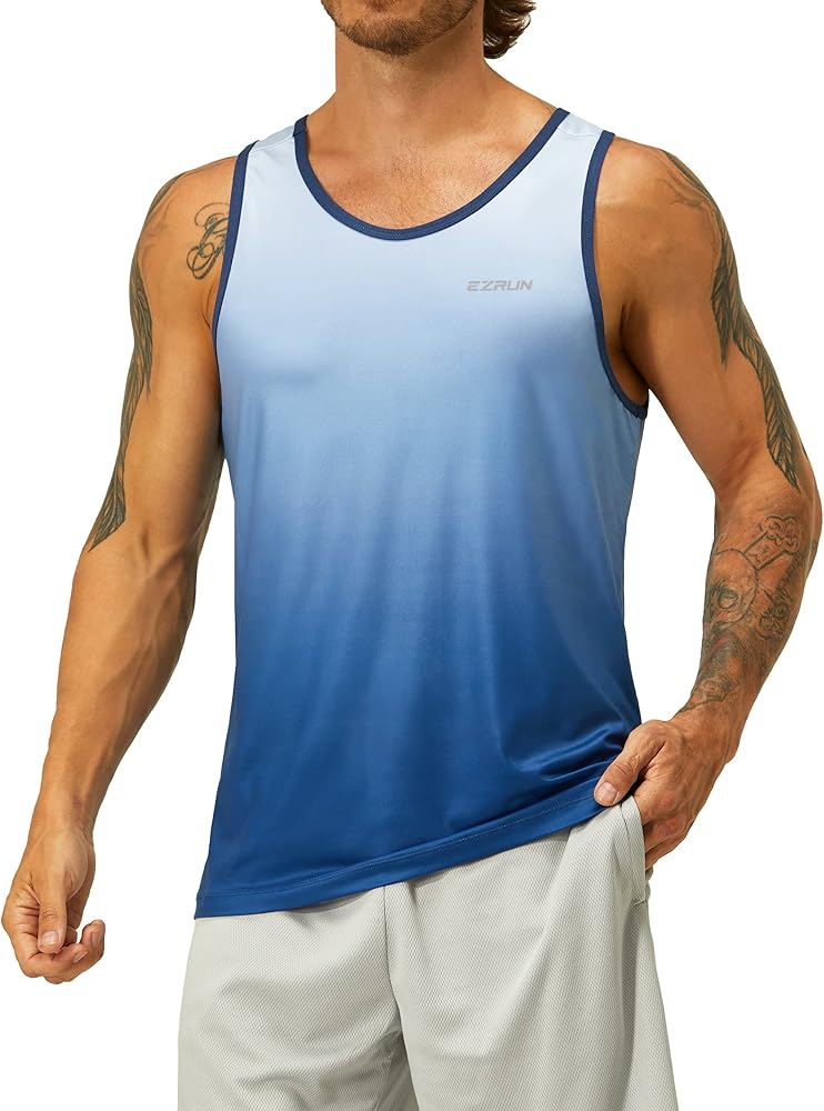 EZRUN Men's Quick Dry Sport Tank Top for Bodybuilding Gym Athletic Jogging Running,Fitness Training Workout Sleeveless Shirts