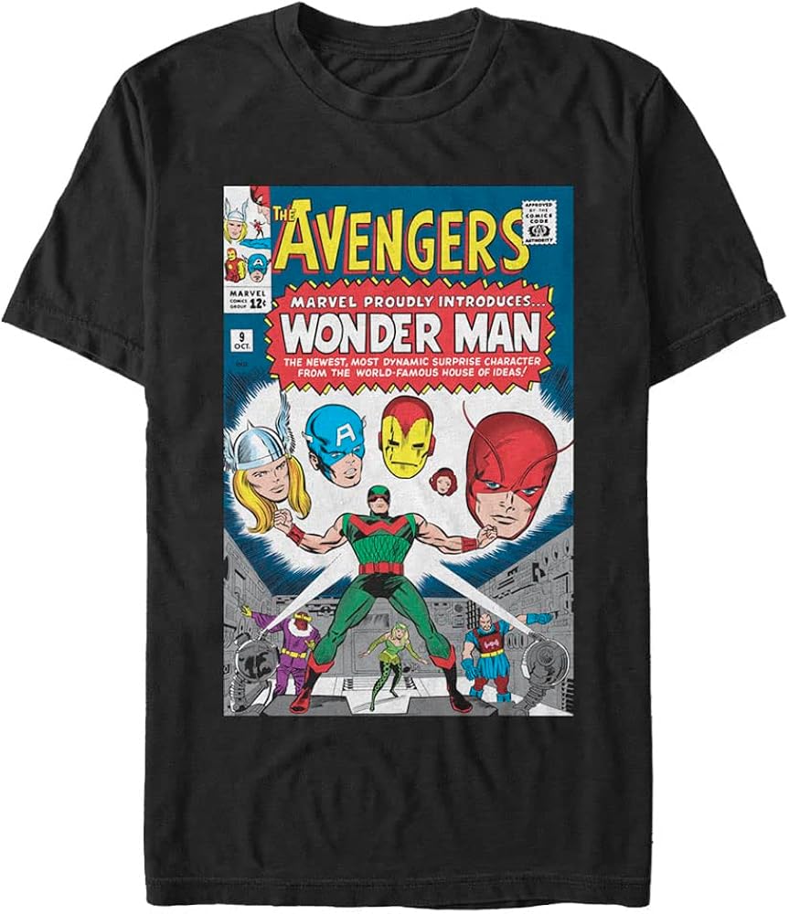 Marvel Big & Tall Classic Avengers Team-up Men's Tops Short Sleeve Tee Shirt, Black, 4X-Large