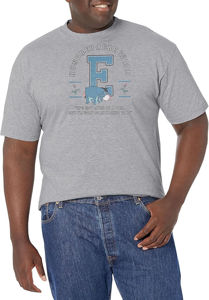 Disney Big & Tall Winnie The Pooh Eeyore Collegiate Men's Tops Short Sleeve Tee Shirt