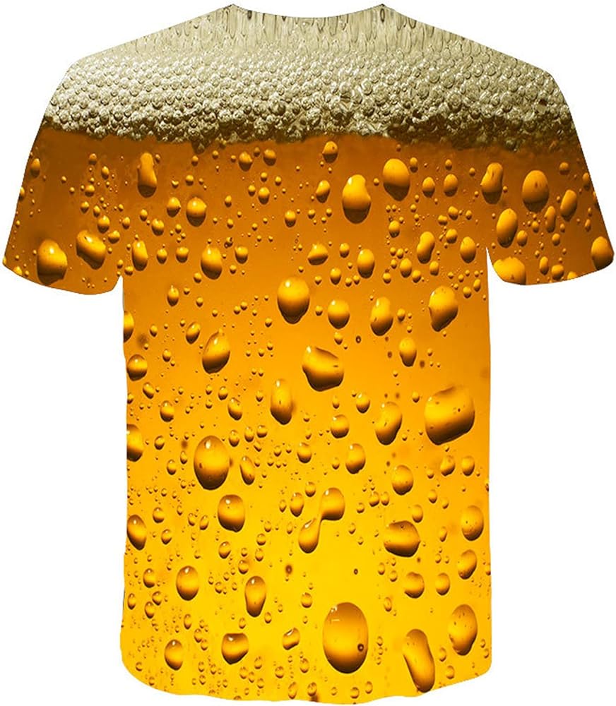 3D Print Graphic Beer T Shirt for Men Loose Fit Crewneck Short Sleeve T-Shirts Summer Trendy Tee Shirts Tops Blouses