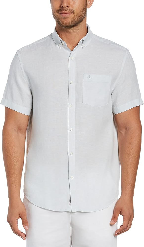 Original Penguin Men's Short Sleeve Linen Shirt