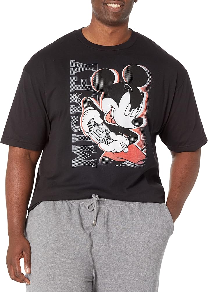 Disney Big & Tall Classic Mickey Gamer Men's Tops Short Sleeve Tee Shirt