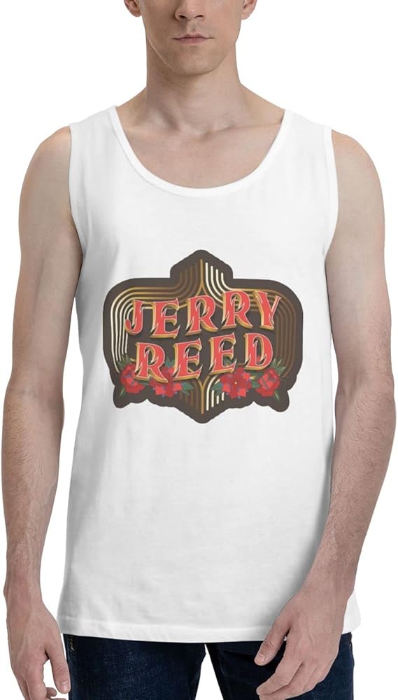 Jerry Reed Men's Tank Tops Classic Crew Neck Sleeveless Cotton Casual Sport T-Shirts Black