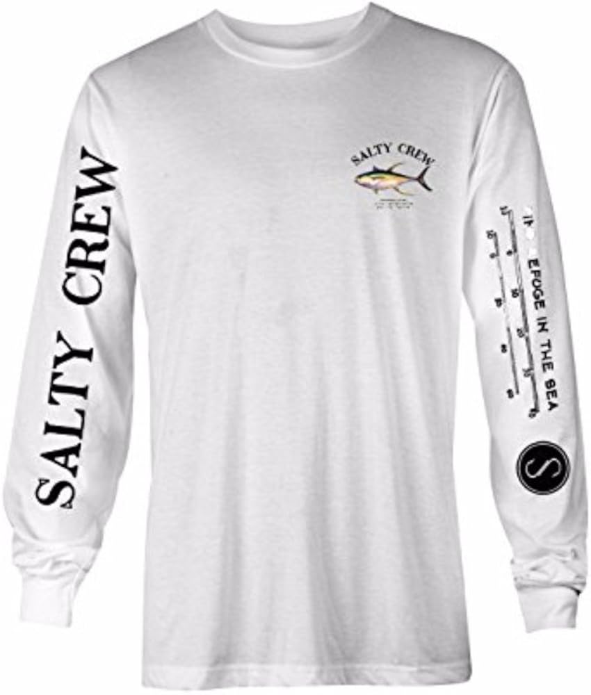 Salty Crew Ahi Mount LS Tee White L - Men's Fashion Casual Long Sleeve Shirts Cotton Shirts - Regular Fit - Lifestyle Beach Apparel